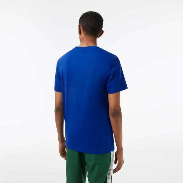 TShirts Men Lacoste Mens Cotton Jersey Print TShirt Gentian Blue Jq0