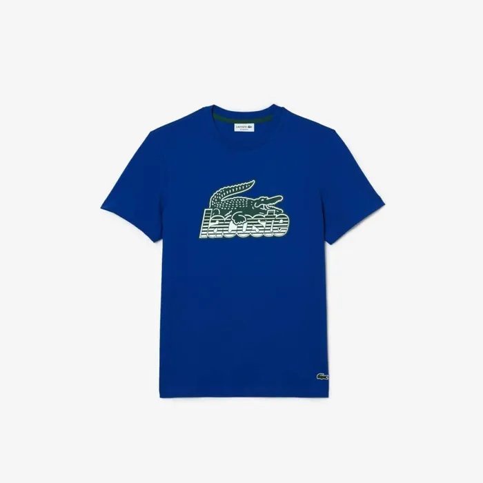TShirts Men Lacoste Mens Cotton Jersey Print TShirt Gentian Blue Jq0