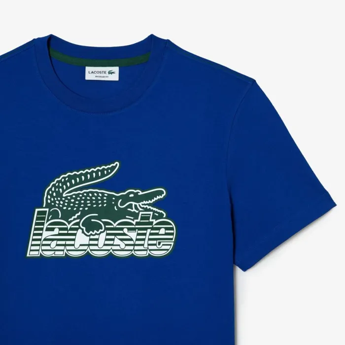 TShirts Men Lacoste Mens Cotton Jersey Print TShirt Gentian Blue Jq0