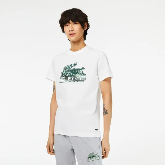 TShirts Men Lacoste Mens Cotton Jersey Print TShirt White 001