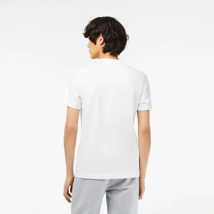 TShirts Men Lacoste Mens Cotton Jersey Print TShirt White 001