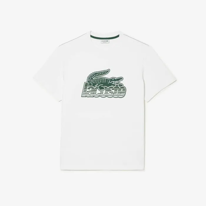 TShirts Men Lacoste Mens Cotton Jersey Print TShirt White 001