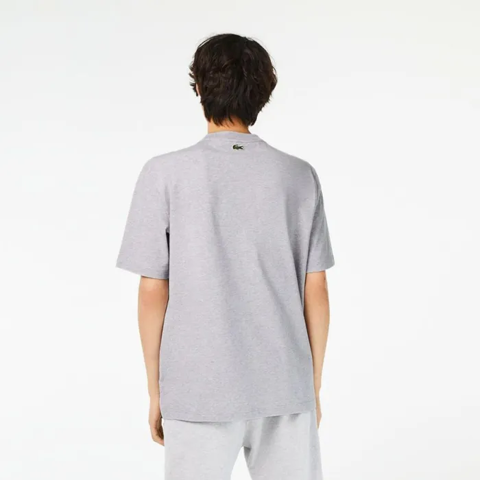TShirts Men Lacoste Mens Loose Fit Crocodile Print Crew Neck TShirt Grey Chine Cca