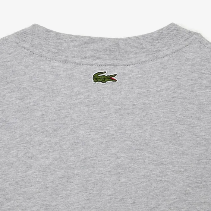 TShirts Men Lacoste Mens Loose Fit Crocodile Print Crew Neck TShirt Grey Chine Cca