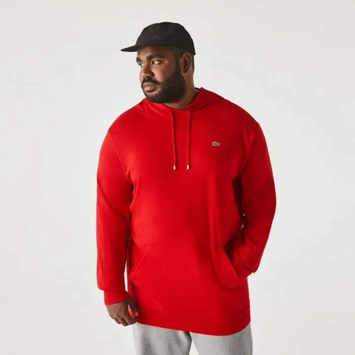 TShirts Men Lacoste Mens Tall Fit Hooded TShirt Red 240