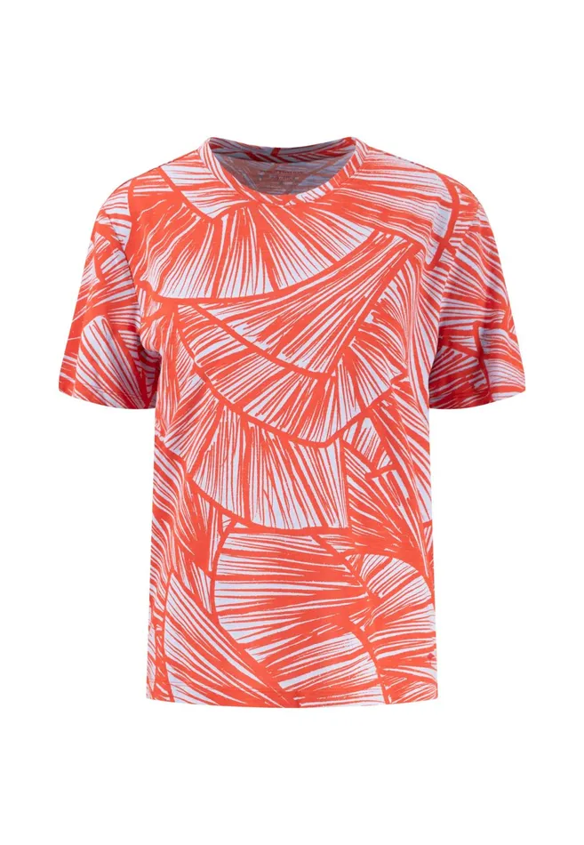 Tshirts Women FYNCHHATTON Shortsleeved Tshirt With All Overprint Summer Redlight Blue Tshirts Women FYNCHHATTON Shortsleeved Tshirt With All Overprint Summer Redlight Blue