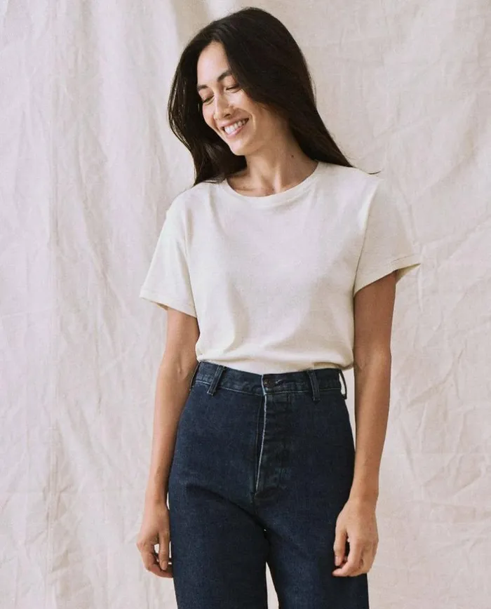 Tees and Sweats The Great The Little Recycled Rib Tee Natural