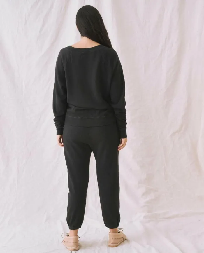 Tees and Sweats The Great The VNeck Sweatshirt Almost Black