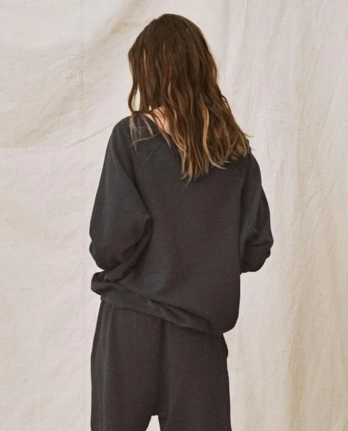 Tees and Sweats The Great The VNeck Sweatshirt Washed Black
