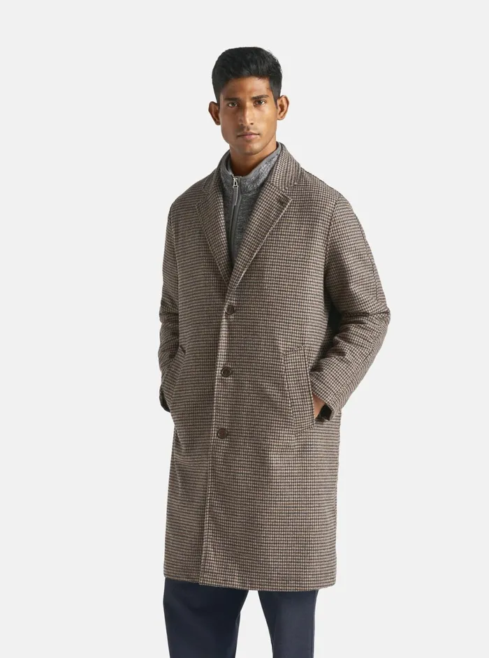 Top Coat In StoneNavy Carde Tweed Men Universal Works Coats and Outerwear