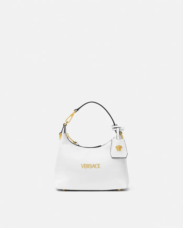 Top Handle Women Versace Tag Hobo Handbag White