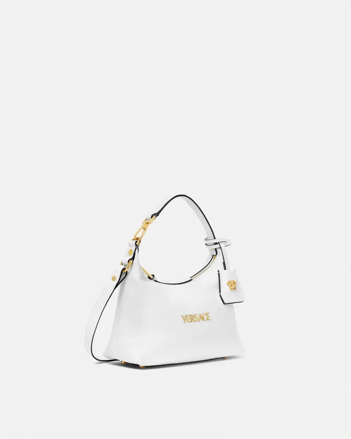 Top Handle Women Versace Tag Hobo Handbag White