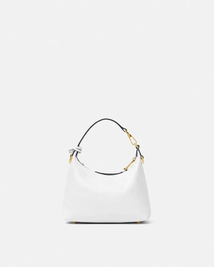 Top Handle Women Versace Tag Hobo Handbag White