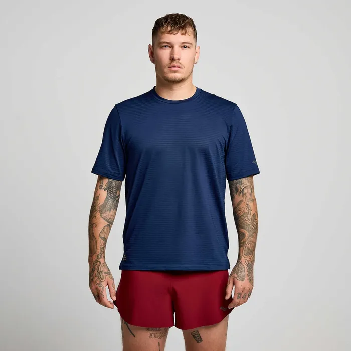 Tops Men Men8217s Kinvara Short Sleeve Navy Saucony