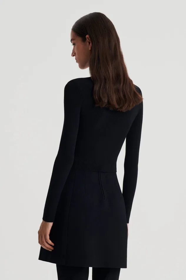 Tops Scanlan Theodore Women CREPE KNIT CREW NECK SWEATER BLACK Tops Scanlan Theodore Women CREPE KNIT CREW NECK SWEATER BLACK
