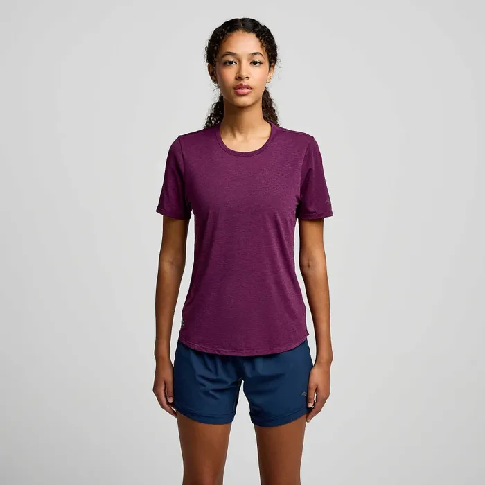 Tops Women8217s Stopwatch Short Sleeve Eggplant Heather 8211 Saucony Women