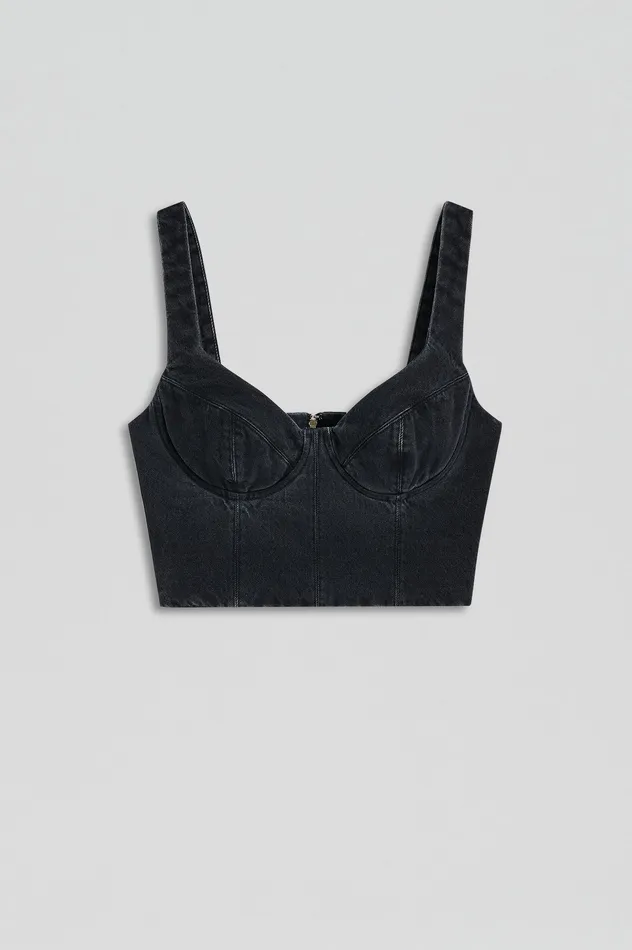 Tops Women DENIM BRALETTE WASHEDBLACKG Scanlan Theodore Tops Women DENIM BRALETTE WASHEDBLACKG Scanlan Theodore