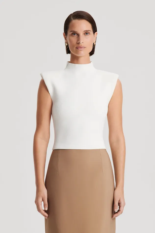 Tops Women Scanlan Theodore CREPE KNIT MILANO SLVLSS TOP CREAM Tops Women Scanlan Theodore CREPE KNIT MILANO SLVLSS TOP CREAM