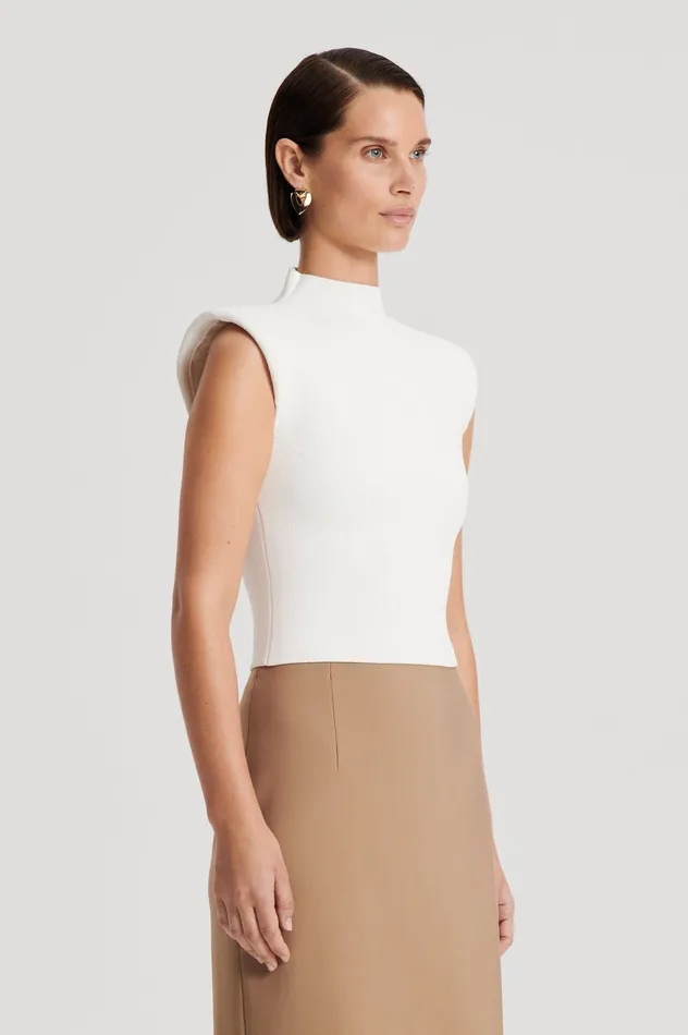 Tops Women Scanlan Theodore CREPE KNIT MILANO SLVLSS TOP CREAM Tops Women Scanlan Theodore CREPE KNIT MILANO SLVLSS TOP CREAM