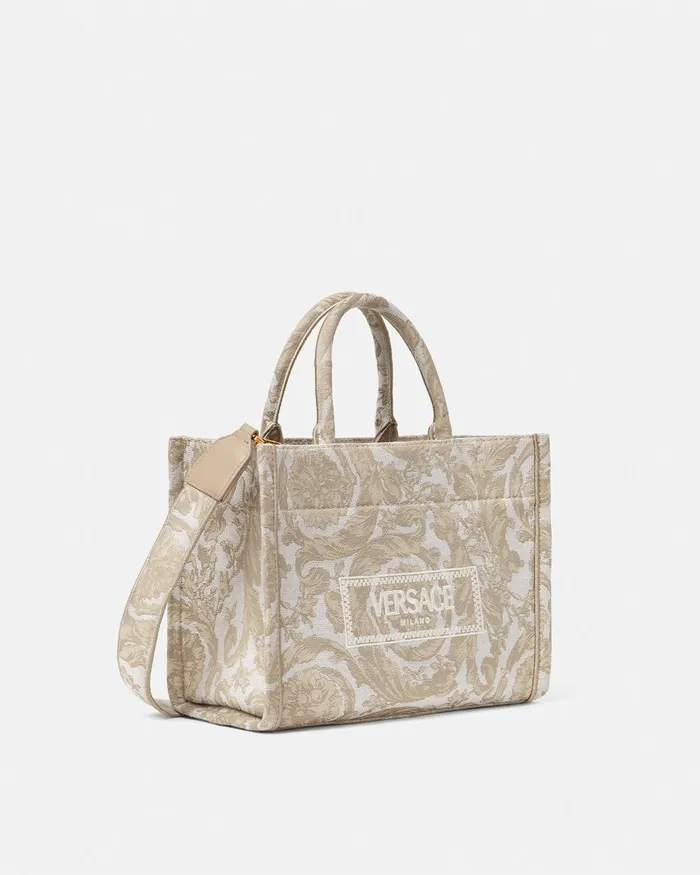 Totes Women Versace Barocco Athena Small Tote Bag Beigeprint