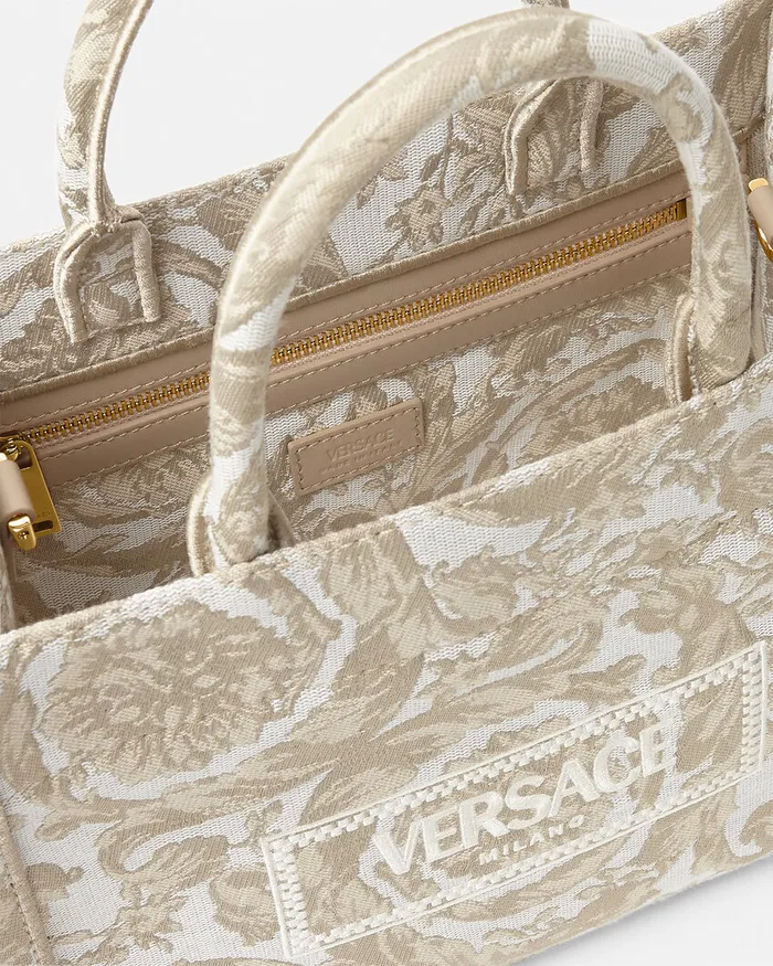 Totes Women Versace Barocco Athena Small Tote Bag Beigeprint