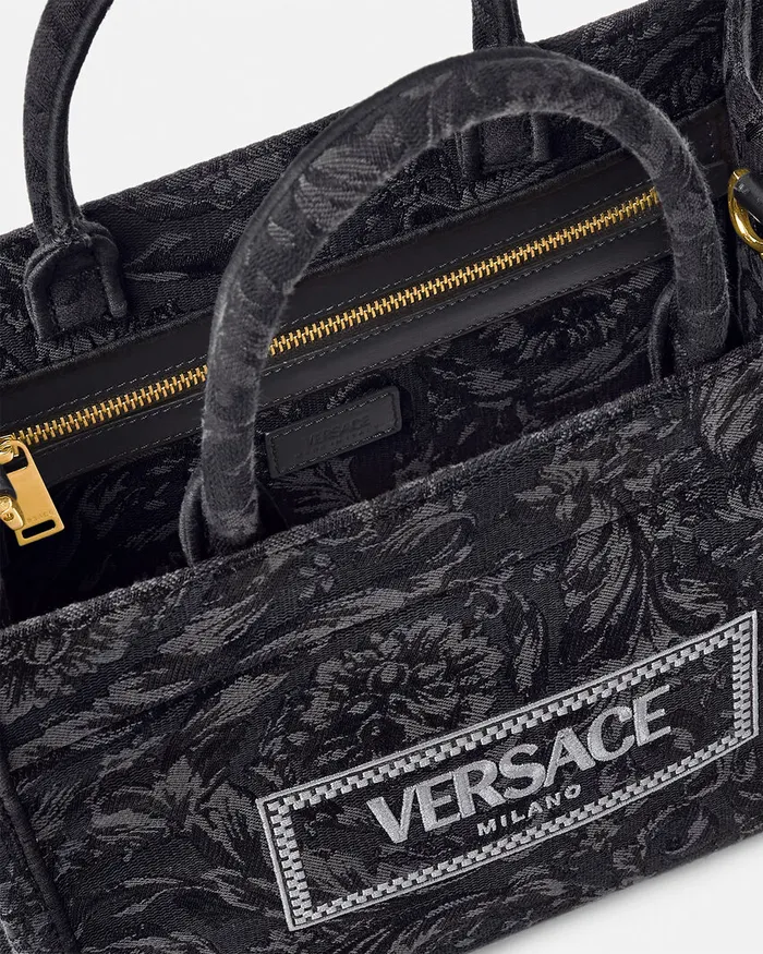 Totes Women Versace Barocco Athena Small Tote Bag Blackprint