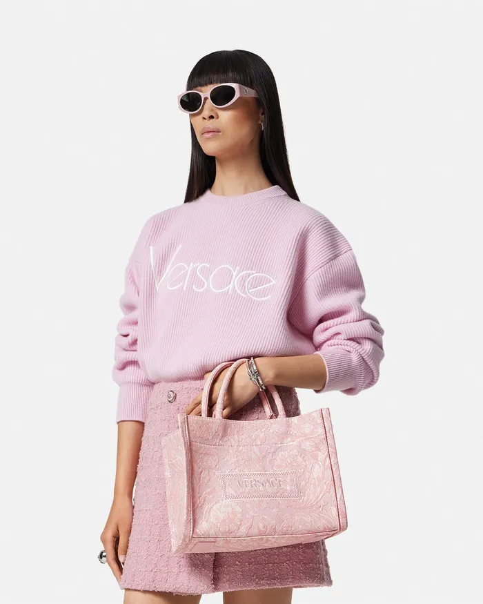 Totes Women Versace Barocco Athena Small Tote Bag Pinkprint