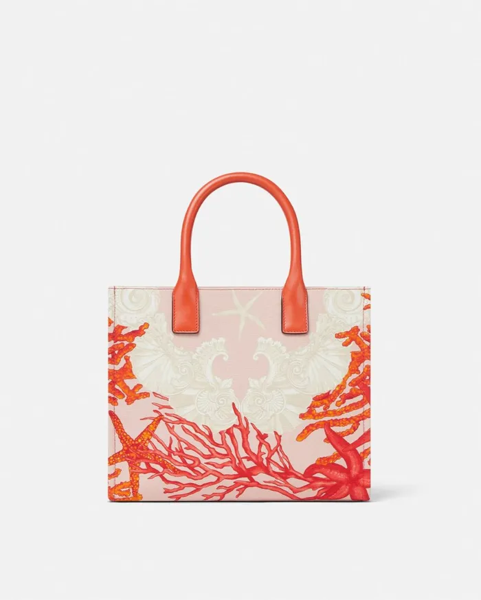 Totes Women Versace La Medusa Barocco Sea Small Canvas Tote Bag Coral