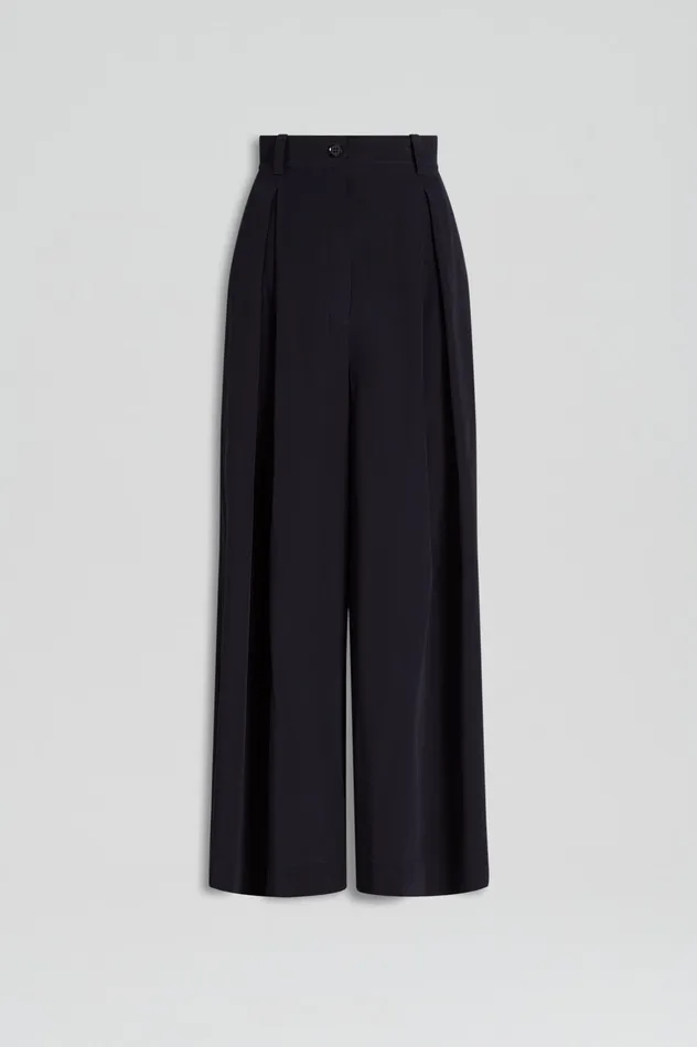 Trousers SILK CROP TROUSER NAVY Scanlan Theodore Women Trousers SILK CROP TROUSER NAVY Scanlan Theodore Women
