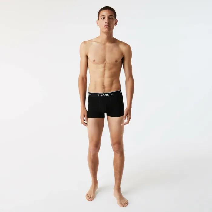 Underwear and Socks Men Lacoste Men039s 3Pack Trunks Black White Grey Chine Nua