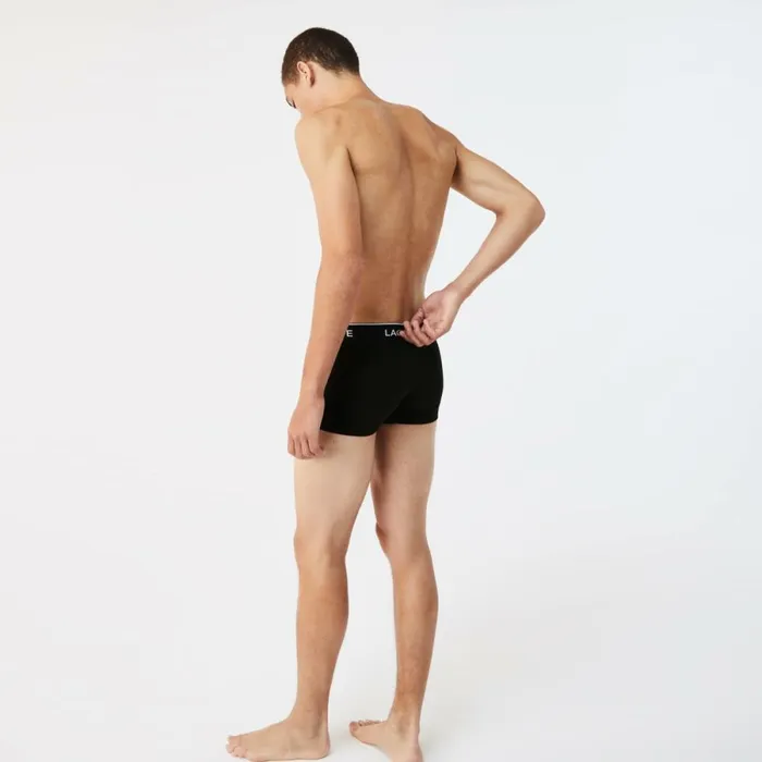 Underwear and Socks Men Lacoste Men039s 3Pack Trunks Black White Grey Chine Nua