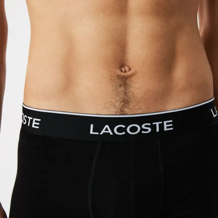 Underwear and Socks Men Lacoste Men039s 3Pack Trunks Black White Grey Chine Nua
