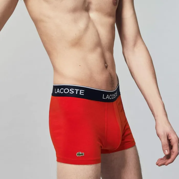 Underwear and Socks Men Lacoste Men039s 3Pack Trunks Navy Blue Red Navy Blue W64