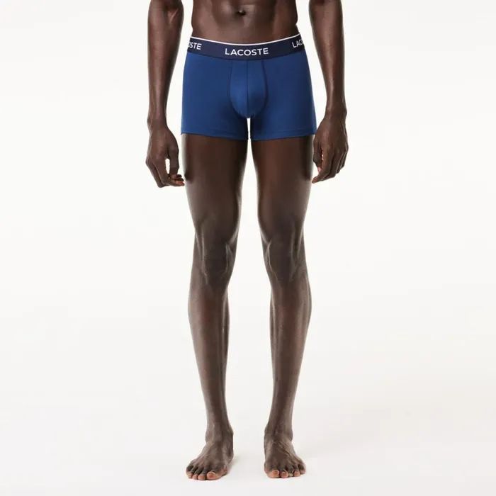 Underwear and Socks Men Lacoste Men039s 3Pack Trunks Navy Blue Red Navy Blue W64
