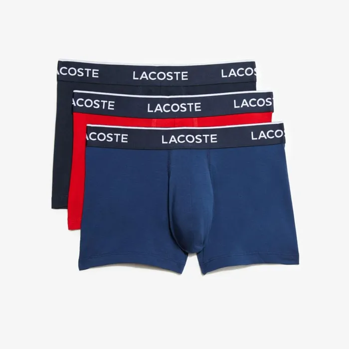 Underwear and Socks Men Lacoste Men039s 3Pack Trunks Navy Blue Red Navy Blue W64