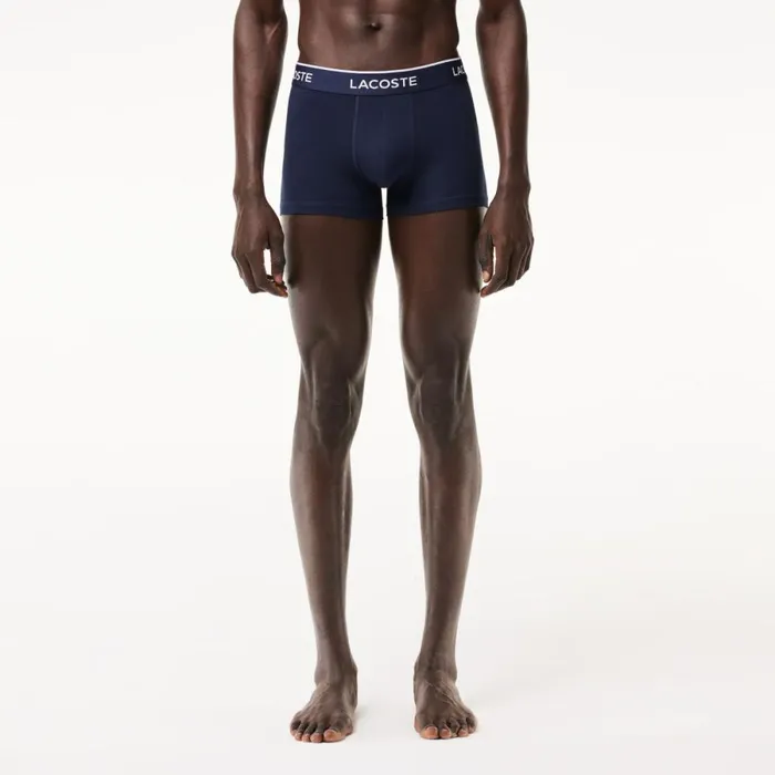 Underwear and Socks Men Lacoste Men039s 3Pack Trunks Navy Blue Red Navy Blue W64