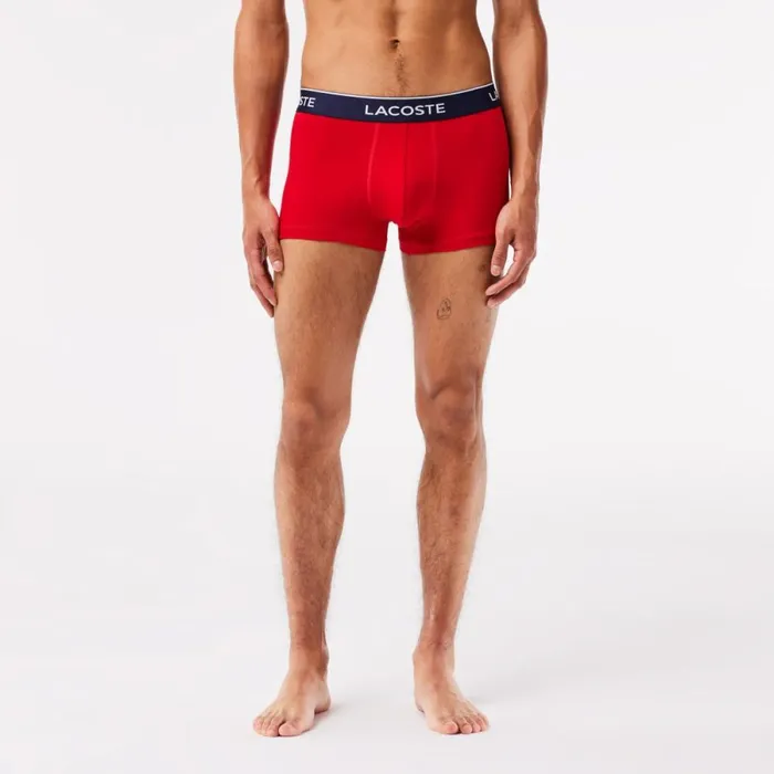Underwear and Socks Men Lacoste Men039s 3Pack Trunks Navy Blue Red Navy Blue W64