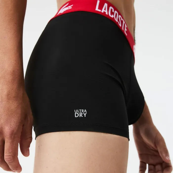 Underwear and Socks Men Lacoste Men039s Short Microfiber Boxer Brief 3Pack Black Red 939