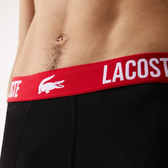 Underwear and Socks Men Lacoste Men039s Short Microfiber Boxer Brief 3Pack Black Red 939