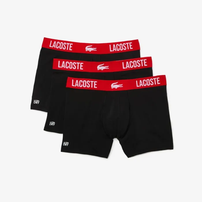 Underwear and Socks Men Lacoste Men039s Short Microfiber Boxer Brief 3Pack Black Red 939