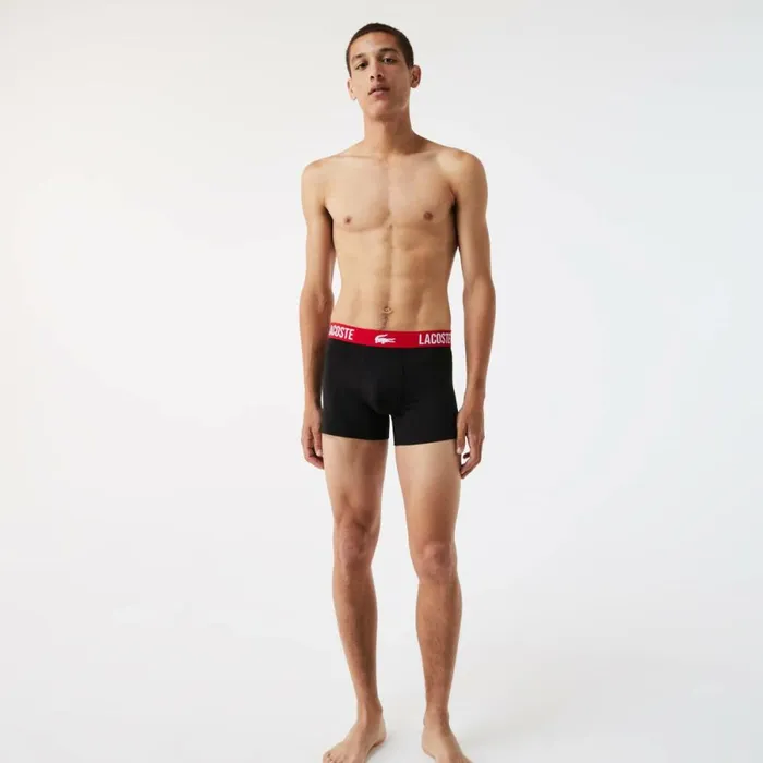 Underwear and Socks Men Lacoste Men039s Short Microfiber Boxer Brief 3Pack Black Red 939