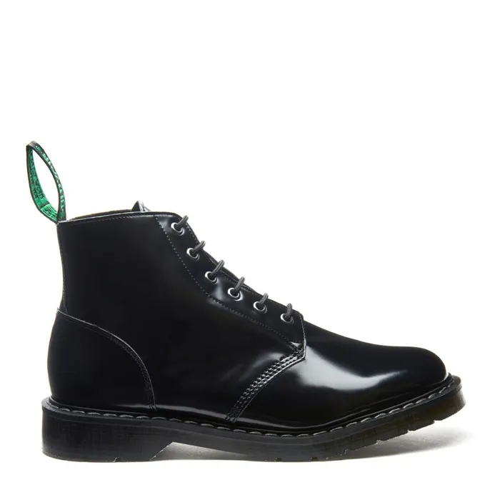Vegan Solovair Derby Boots Black HiShine Vegan 6 Eye Astronaut Boot