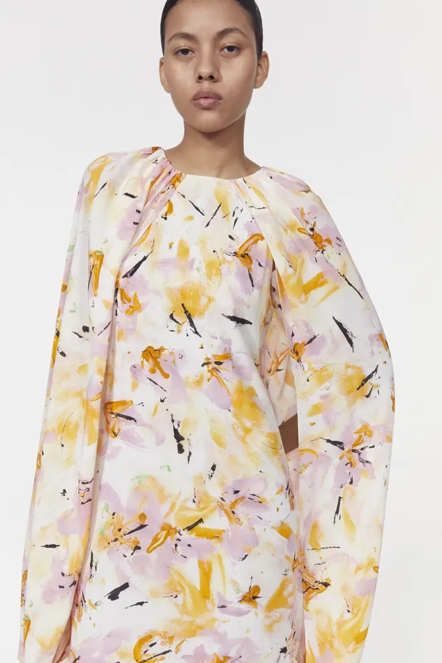 Virginie Floral Dress Whipped Cream Saffron Women Rodebjer Dresses and Caftans