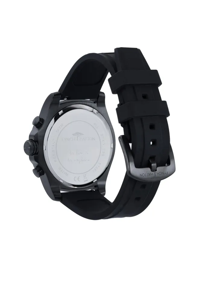 Watch Men FYNCHHATTON Stainless Steel Watch With Chronograph Function And Silicone Strap Black Watch Men FYNCHHATTON Stainless Steel Watch With Chronograph Function And Silicone Strap Black