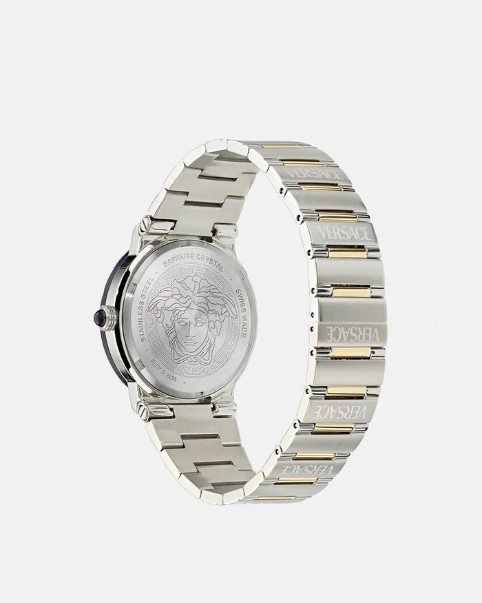 Watches Women Versace Greca Logo Moonphase Diamond Watch Silvergold