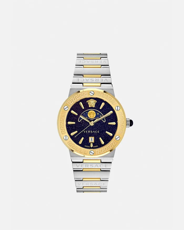 Watches Women Versace Greca Logo Moonphase Watch Silvergold