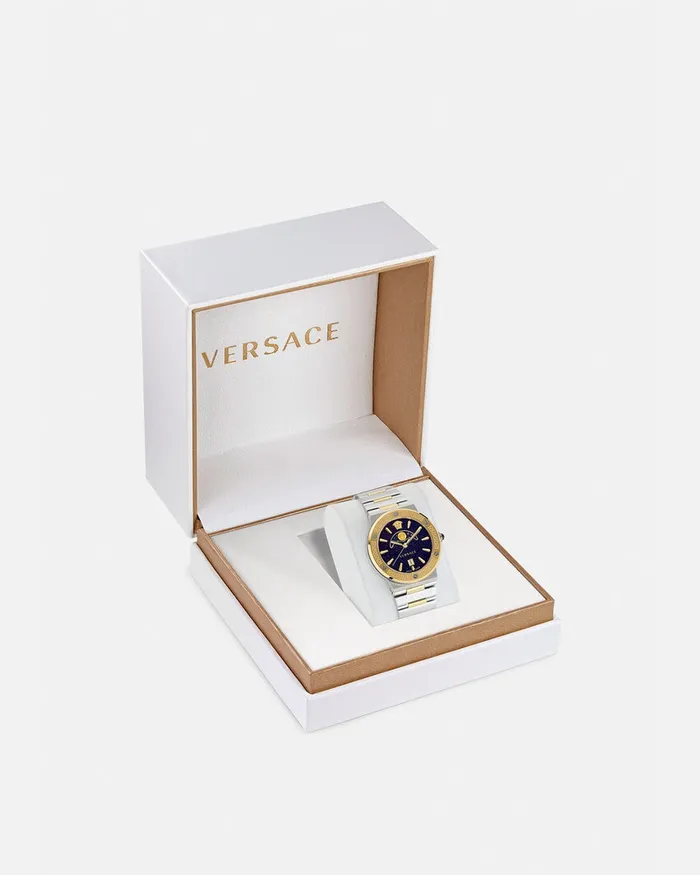 Watches Women Versace Greca Logo Moonphase Watch Silvergold