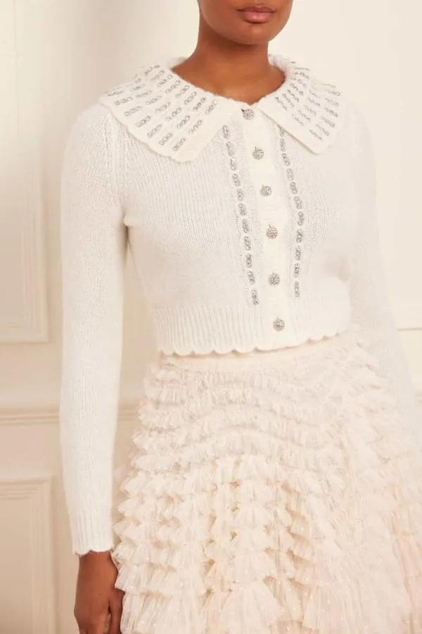 WeddingWomen Needle and Thread Embellished Collar Short Cardigan Champagne WeddingWomen Needle and Thread Embellished Collar Short Cardigan Champagne