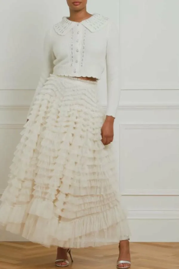 WeddingWomen Needle and Thread Embellished Collar Short Cardigan Champagne WeddingWomen Needle and Thread Embellished Collar Short Cardigan Champagne