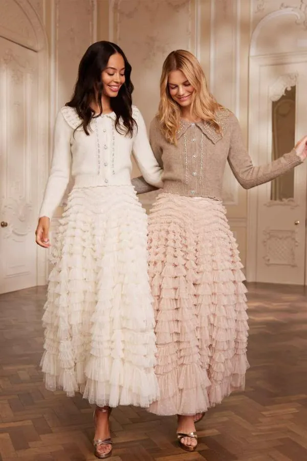 WeddingWomen Needle and Thread Embellished Collar Short Cardigan Champagne WeddingWomen Needle and Thread Embellished Collar Short Cardigan Champagne